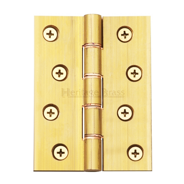 PR88-410-SB • 100 x 075 x 3.5mm • Satin Brass [70kg] • Phospher Bronze Washered Square Corner Brass Butt Hinges