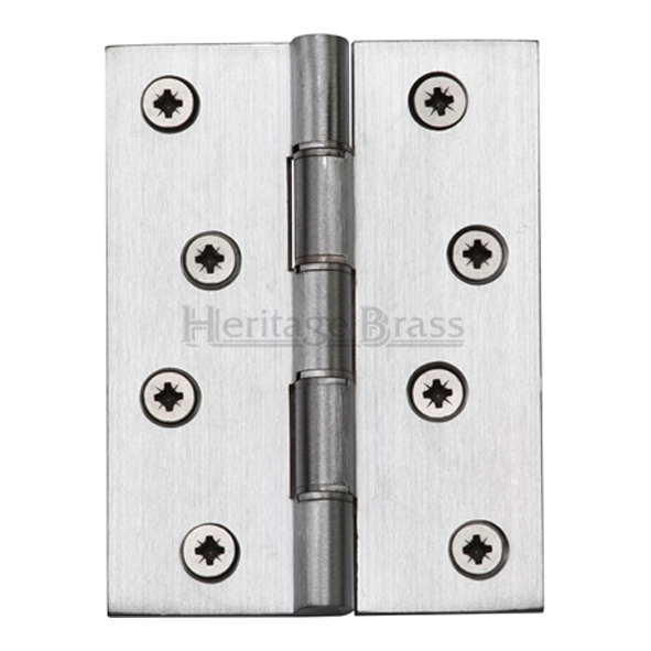 PR88-410-SC • 100 x 075 x 3.5mm • Satin Chrome [70kg] • Phospher Bronze Washered Square Corner Brass Butt Hinges