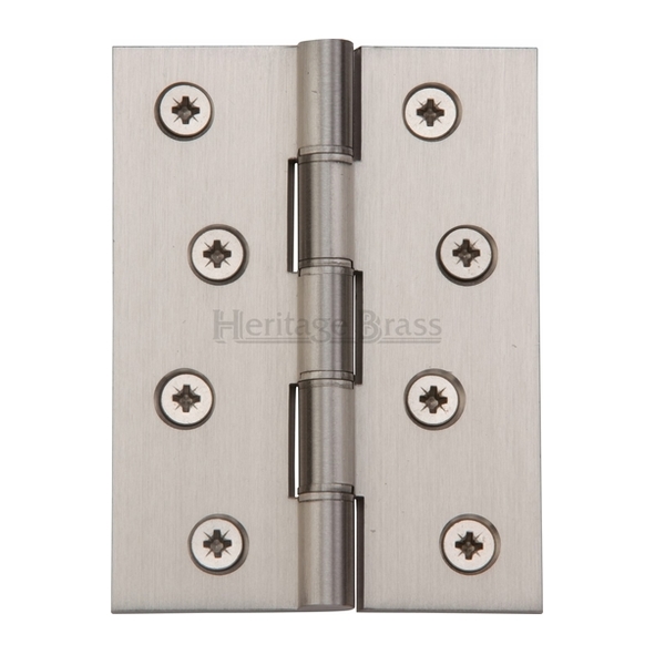 PR88-410-SN  100 x 075 x 3.5mm  Satin Nickel [70kg]  Phospher Bronze Washered Square Corner Brass Butt Hinges