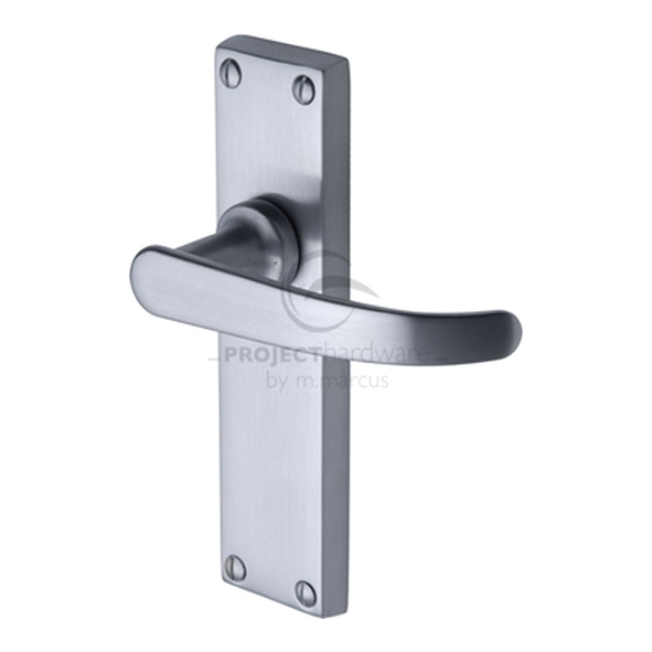 PR905-SC • Long Plate Latch • Satin Chrome • Heritage Brass Avon Economy Levers On Backplates