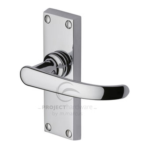 PR910-PC  Short Plate Latch  Polished Chrome  Heritage Brass Avon Economy Levers On Backplates