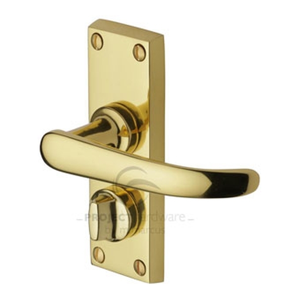 PR925-PB • Short Plate Privacy • Polished Brass • Heritage Brass Avon Economy Levers On Backplates