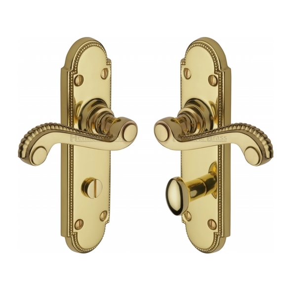 R765-PB • Bathroom [57mm] • Polished Brass • Heritage Brass Adam Levers On Backplates