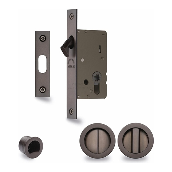 RD2308-50-MB  50mm Backset For 35 to 52mm Door  Matt Bronze  Heritage Brass Sliding Bathroom Lock Set With Round Fittings