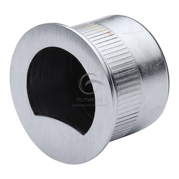 RD373-SC • 30mm Ø • Satin Chrome • Heritage Brass Concealed Fix Round Flush Pull End