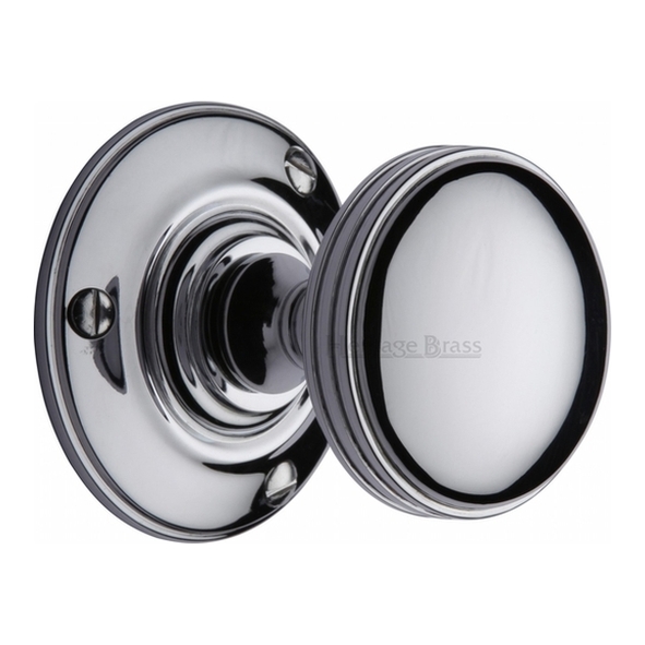 RHM988-PC • Polished Chrome • Heritage Brass Richmond Mortice Knobs On Round Roses