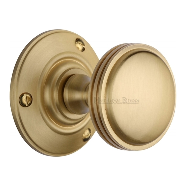 RHM988-SB • Satin Brass • Heritage Brass Richmond Mortice Knobs On Round Roses