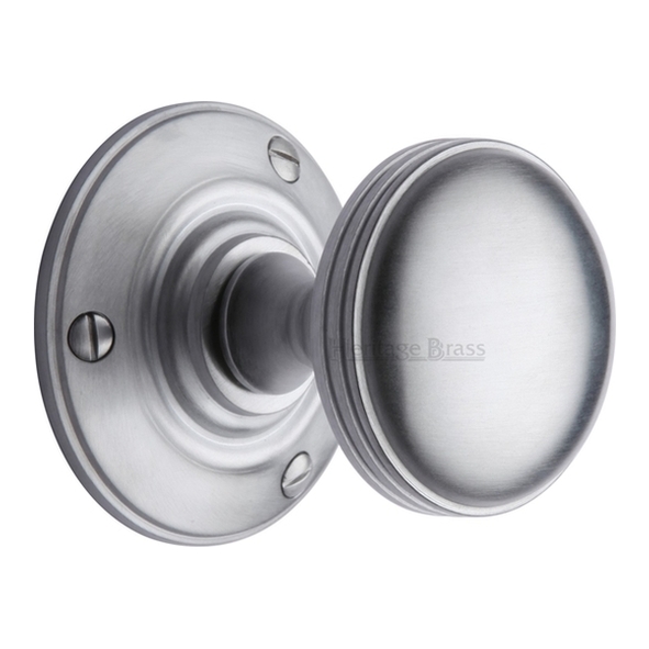 RHM988-SC • Satin Chrome • Heritage Brass Richmond Mortice Knobs On Round Roses