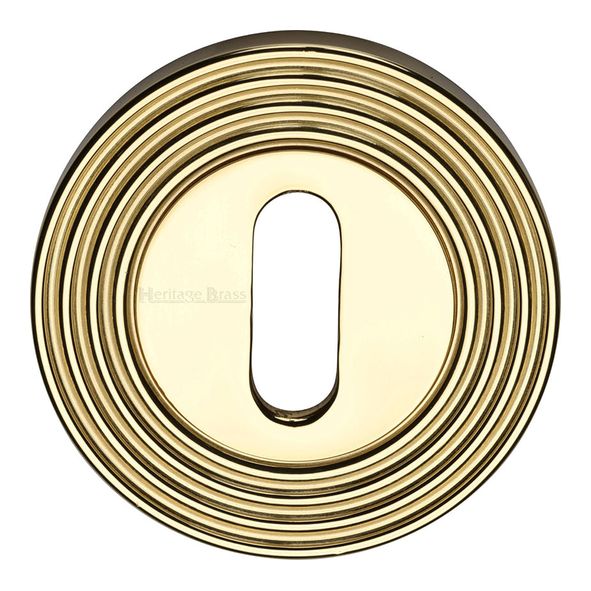 RR4000-PB • Polished Brass • Heritage Brass Reeded Mortice Key Escutcheon