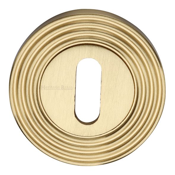 RR4000-SB  Satin Brass  Heritage Brass Reeded Mortice Key Escutcheon