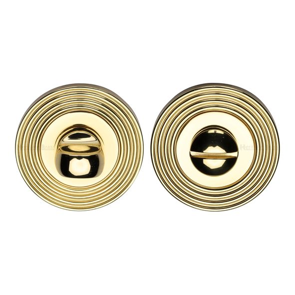 RR4049-PB  Polished Brass  Heritage Brass Reeded Round Bathroom Turn With Release