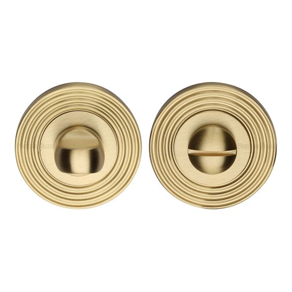 RR4049-SB • Satin Brass • Heritage Brass Reeded Round Bathroom Turn With Release