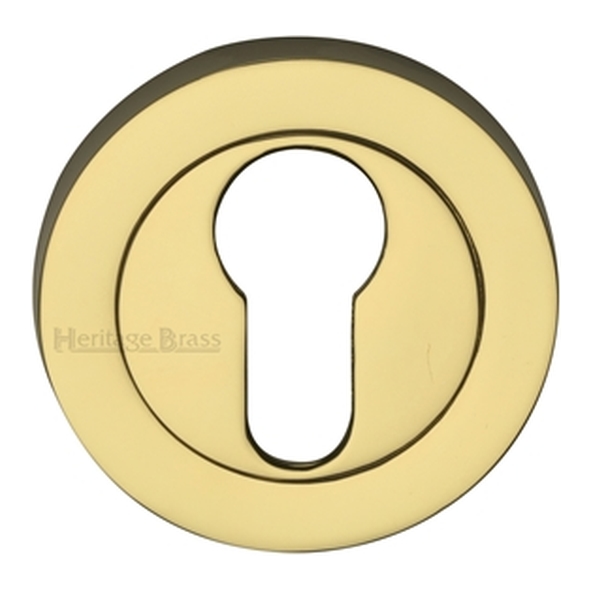 RS2004-PB • Polished Brass • Heritage Brass Slim Round Euro Cylinder Escutcheon