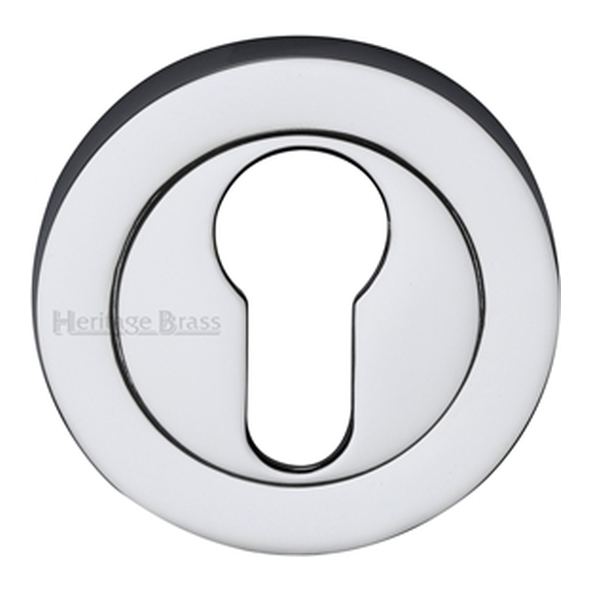 RS2004-PC • Polished Chrome • Heritage Brass Slim Round Euro Cylinder Escutcheon