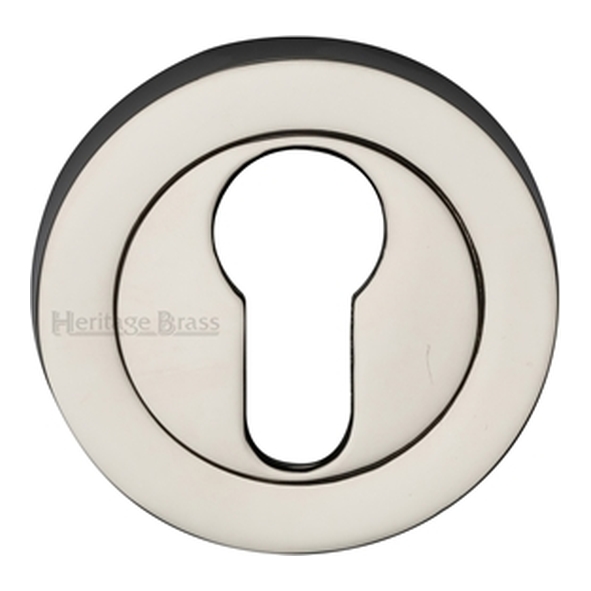 RS2004-PNF • Polished Nickel • Heritage Brass Slim Round Euro Cylinder Escutcheon