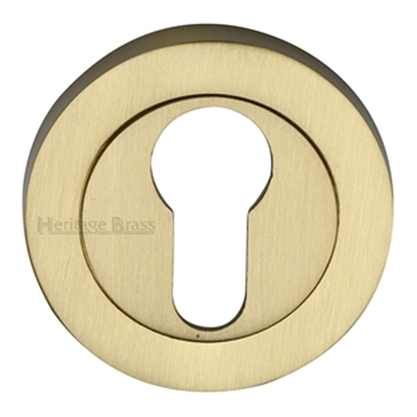 RS2004-SB • Satin Brass • Heritage Brass Slim Round Euro Cylinder Escutcheon