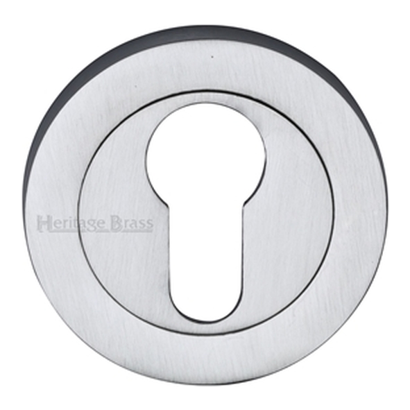 RS2004-SC • Satin Chrome • Heritage Brass Slim Round Euro Cylinder Escutcheon