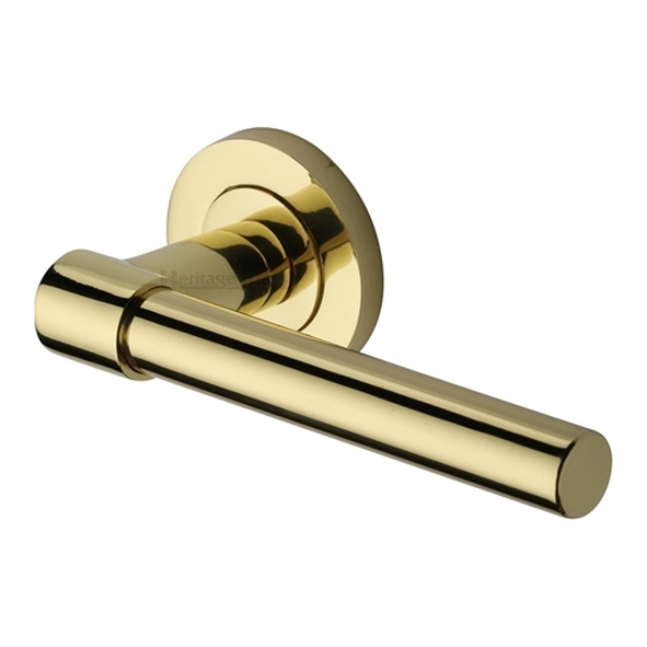 RS2017-PB • Polished Brass • Heritage Brass Phoenix Plain Levers On Slim Round Roses