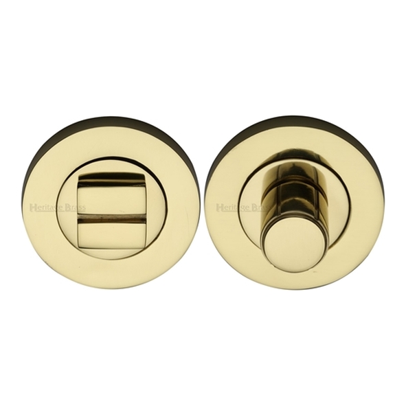 RS2030-PB • Polished Brass • Heritage Brass Slim Round Plain Bathroom Turn With Release