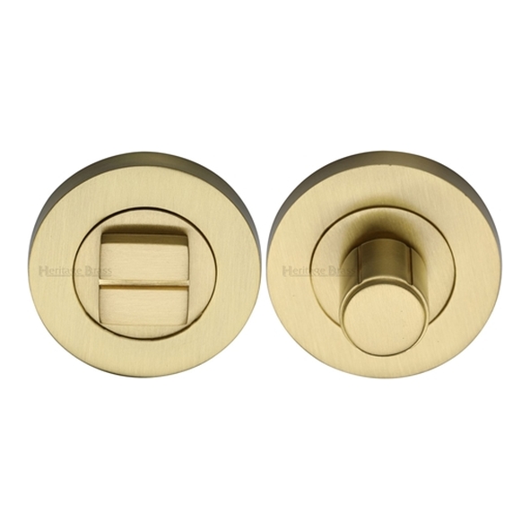 RS2030-SB  Satin Brass  Heritage Brass Slim Round Plain Bathroom Turn With Release