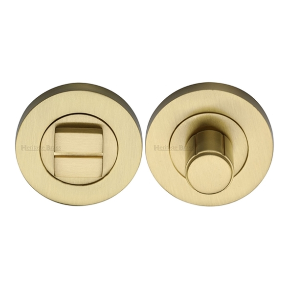 RS2030-SB • Satin Brass • Heritage Brass Slim Round Plain Bathroom Turn With Release