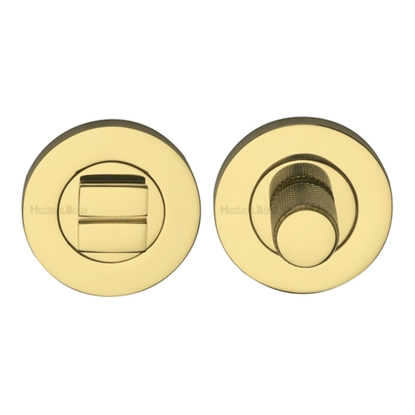 RS2030K-PB  Polished Brass  Heritage Brass Slim Round Knurled Bathroom Turn With Release