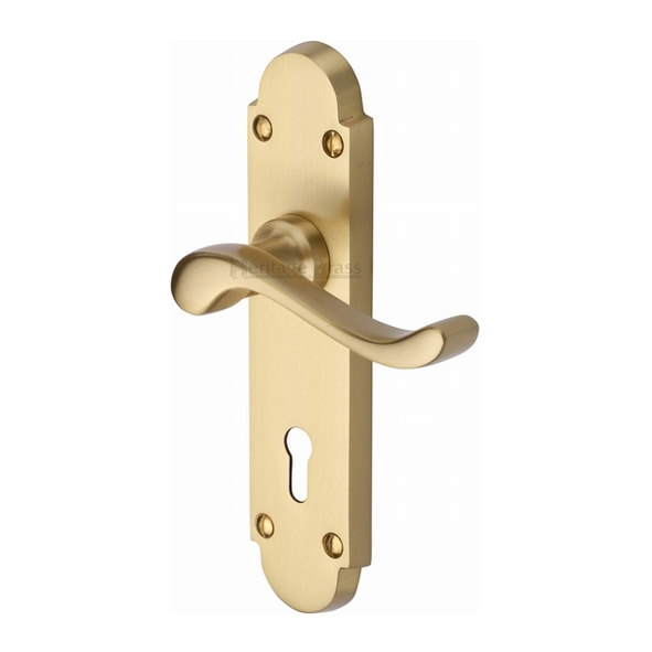 S600-SB • Standard Lock [57mm] • Satin Brass • Heritage Brass Savoy Levers On Backplates