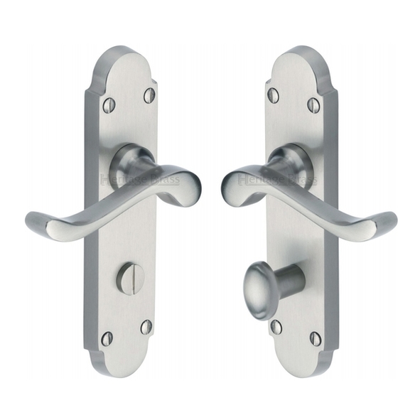 S620-SC  Bathroom [57mm]  Satin Chrome  Heritage Brass Savoy Levers On Backplates