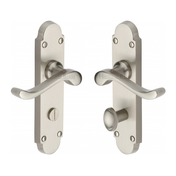 S620-SN  Bathroom [57mm]  Satin Nickel  Heritage Brass Savoy Levers On Backplates