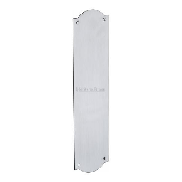 S640-SC  305 x 072mm  Satin Chrome  Heritage Brass Shaped Flat Finger Plate