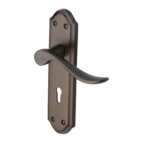 SAN1400-MB  Standard Lock [57mm]  Matt Bronze  Heritage Brass Sandown Levers On Backplates