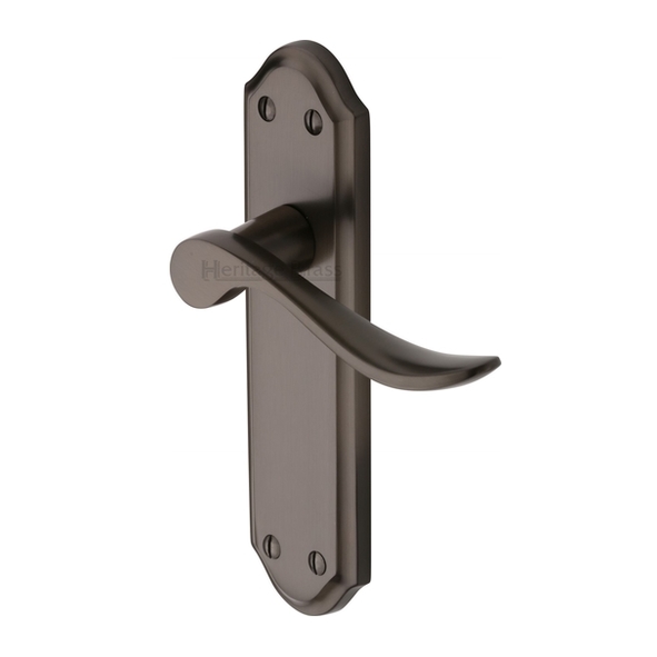 SAN1410-MB • Long Plate Latch • Matt Bronze • Heritage Brass Sandown Levers On Backplates