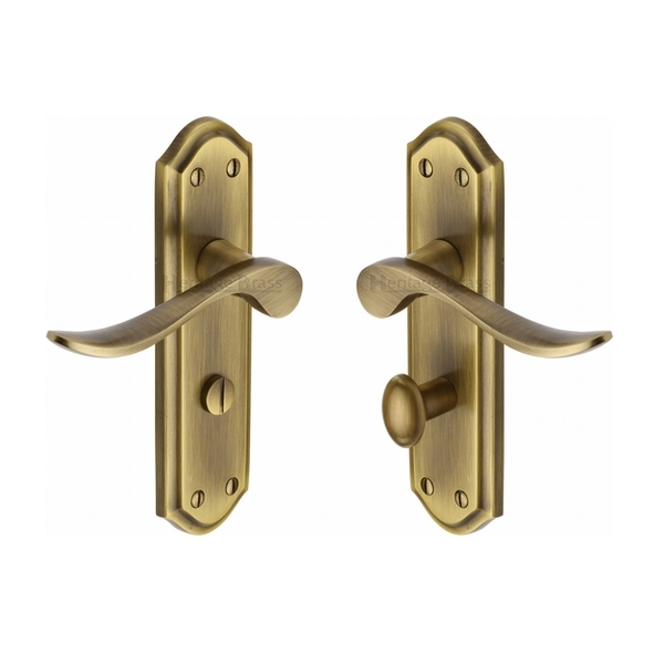 SAN1430-AT  Bathroom [57mm]  Antique Brass  Heritage Brass Sandown Levers On Backplates