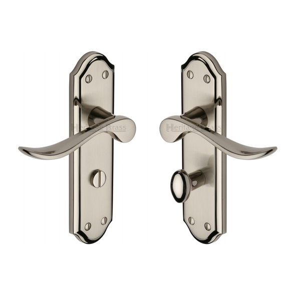 SAN1430-MC  Bathroom [57mm]  Satin / Polished Nickel  Heritage Brass Sandown Levers On Backplates