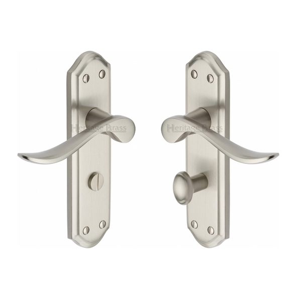 SAN1430-SN • Bathroom [57mm] • Satin Nickel • Heritage Brass Sandown Levers On Backplates