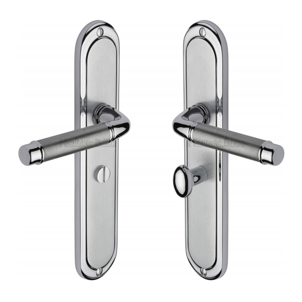 SAT2030-AP  Bathroom [57mm]  Satin / Polished Chrome  Heritage Brass Saturn Levers On Long Backplates