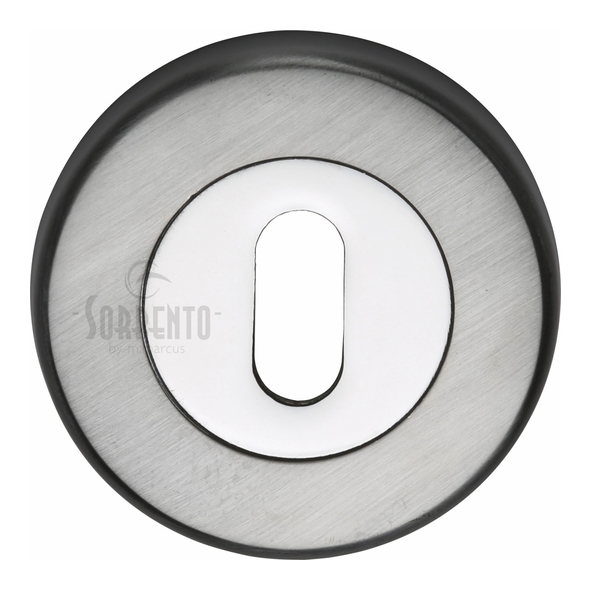 SC-0191-AP  Satin / Polished Chrome  Sorrento Round Mortice Key Escutcheon