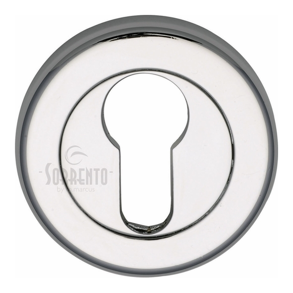 SC-0192-PC  Polished Chrome  Sorrento Round Euro Cylinder Escutcheon