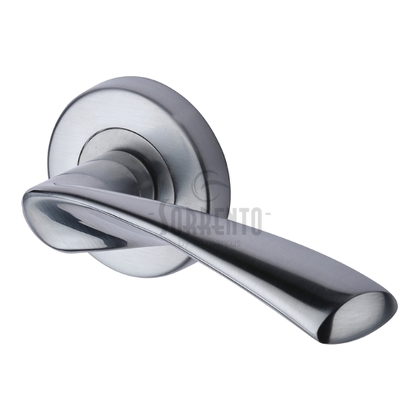 SC-2042-SC  Satin Chrome  Sorrento Treviso Levers On Round Roses