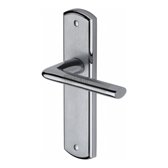 SC-2360-AP • Long Plate Latch • Satin / Polished Chrome • Sorrento Lena Levers On Backplates