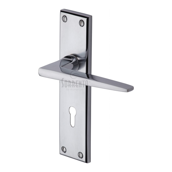 SC-3400-AP • Standard Lock [57mm] • Satin / Pol Chrome • Sorrento Swift Levers On Backplates