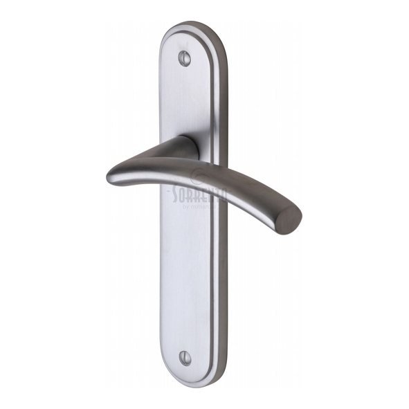 SC-4360-SC • Long Plate Latch • Satin Chrome • Sorrento Tosca Levers On Backplates