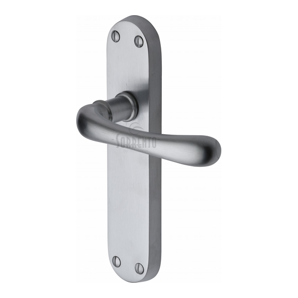 SC-6360-SC • Long Plate Latch • Satin Chrome • Sorrento Donna Levers On Backplates