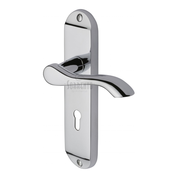 SC-7350-PC • Standard Lock [57mm] • Polished Chrome • Sorrento Aurora Levers On Backplates