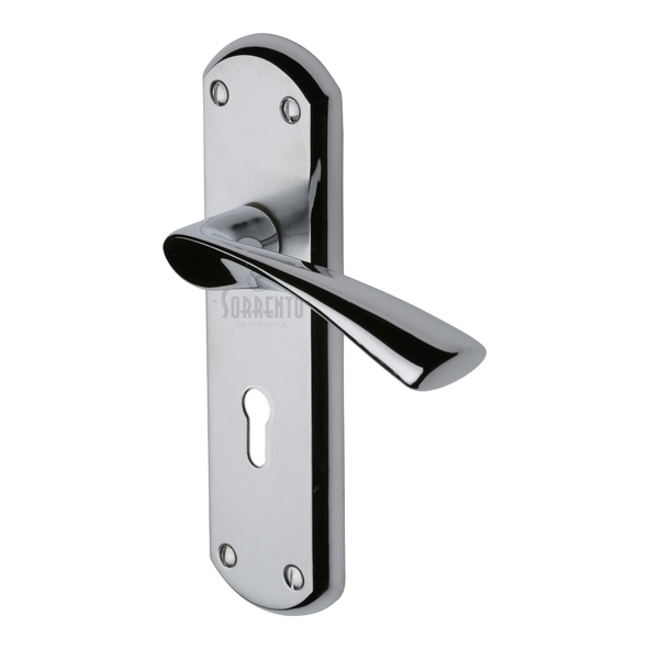 SC-7600-AP • Standard Lock [57mm] • Satin / Pol Chrome • Sorrento Atlanta Levers On Backplates