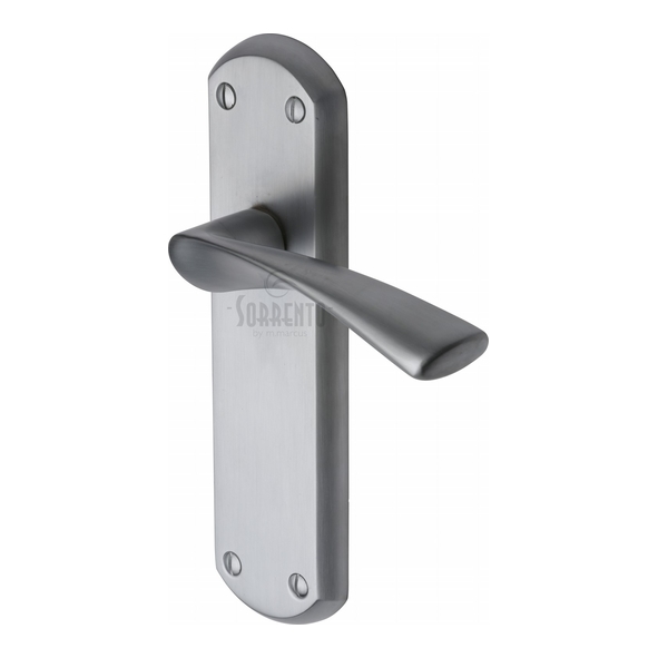 SC-7610-SC • Long Plate Latch • Satin Chrome • Sorrento Atlanta Levers On Backplates