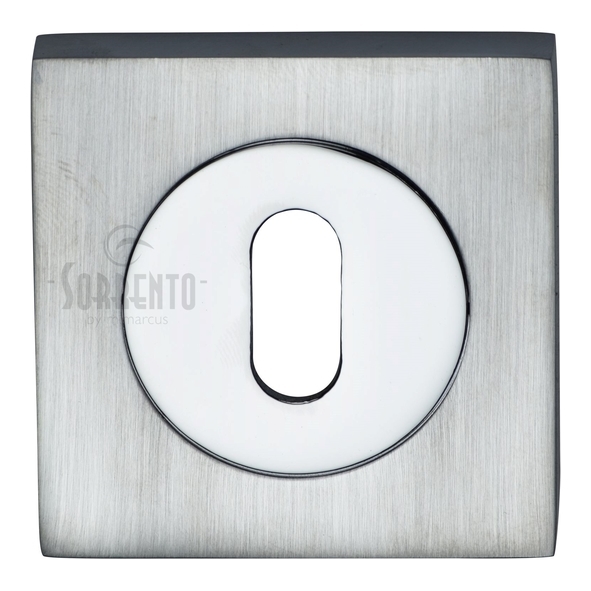 SC-SQ0191-AP  Satin / Polished Chrome  Sorrento Square Mortice Key Escutcheon