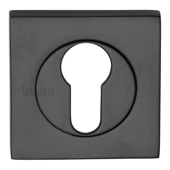 SC-SQ0192-BLK  Matt Black  Sorrento Square Euro Cylinder Escutcheons