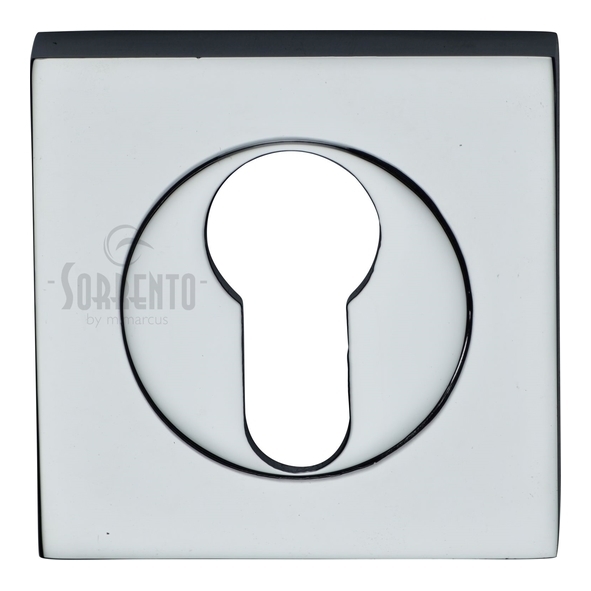 SC-SQ0192-PC • Polished Chrome • Sorrento Square Euro Cylinder Escutcheon