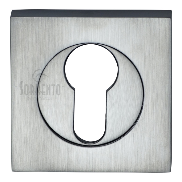 SC-SQ0192-SC  Satin Chrome  Sorrento Square Euro Cylinder Escutcheons